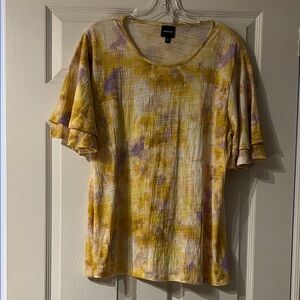 Wallpapher Yellow and Purple Short Sleeve Top